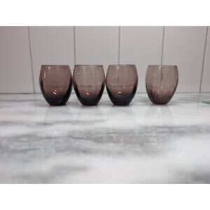Amethyst Handblown Cordial Glasses Set of 4, Vintage Glassware, Small Cup, 2.5"H
